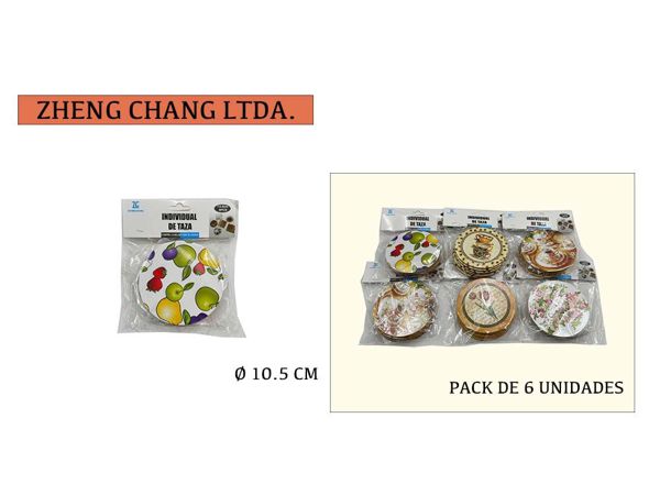 pack de 6 individuales de taza redondo (x12)