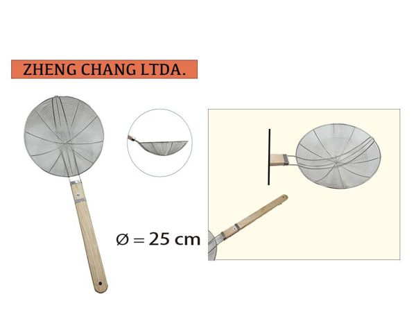 Colador metálico mango de madera 25cm (x10)