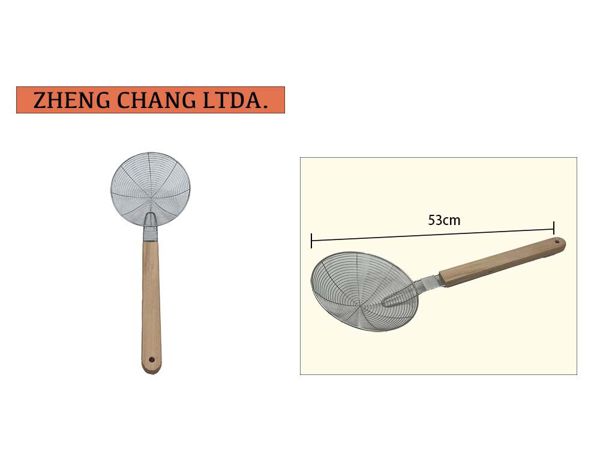 Colador metálico con mango de madera 53cm (x10)
