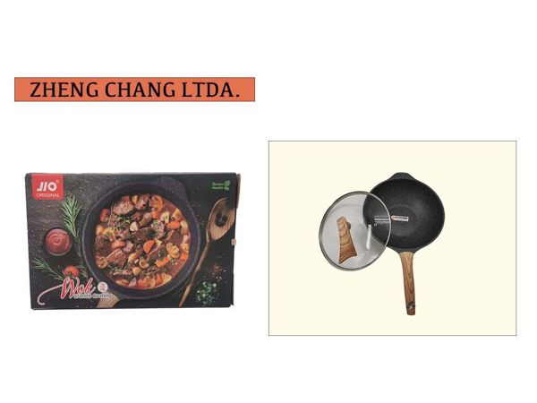 Wok granite tapa con mango 30cm (x1)