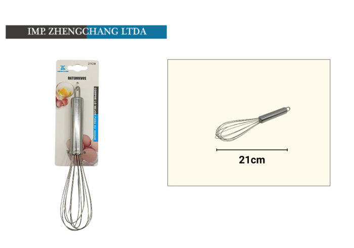 Batidor de huevos metalico 21cm (x12)