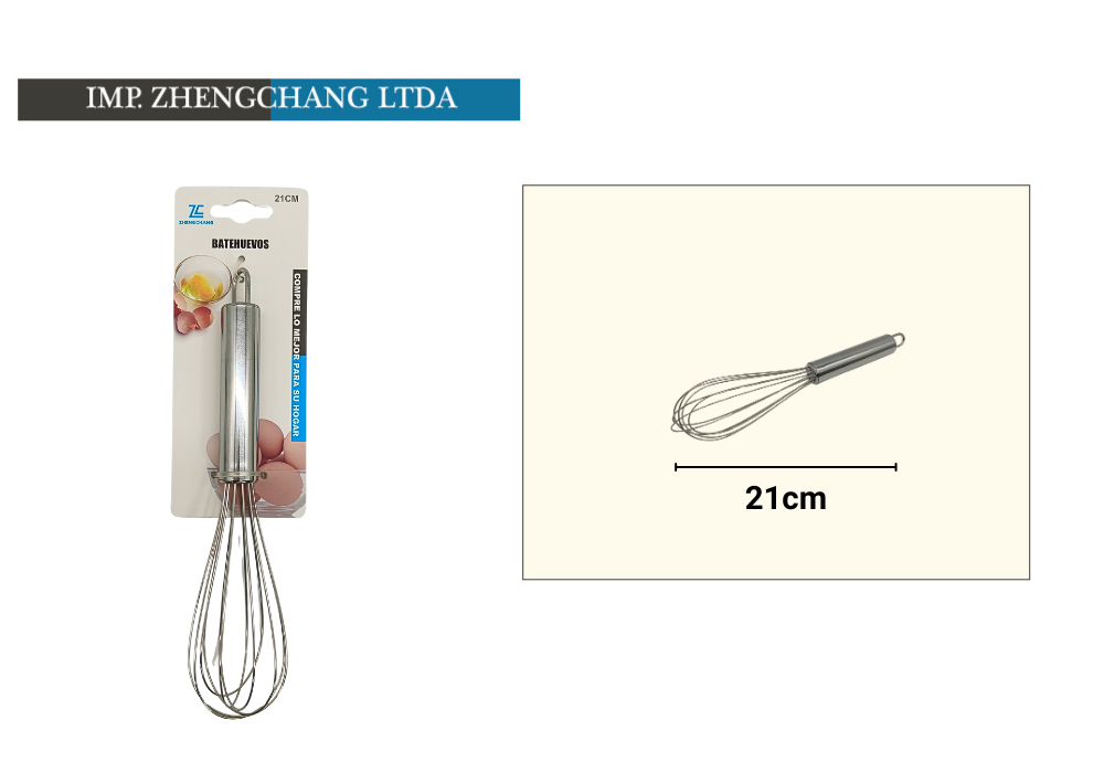 Batidor de huevos metalico 21cm (x12)