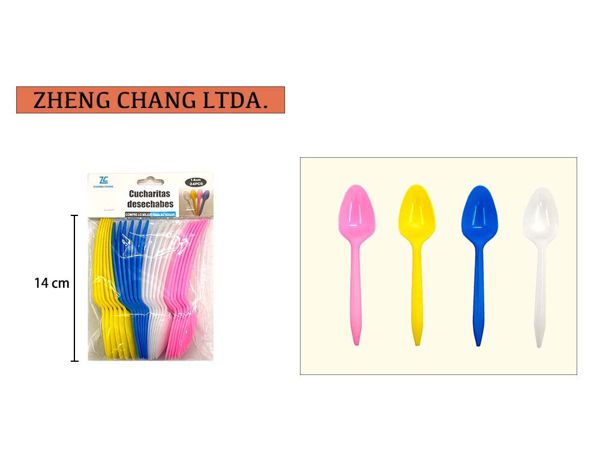 Cucharas plasticas colores 14cm (x12)