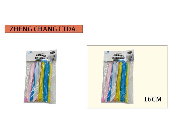 Cuchillo plastico colores 16cm (x10)