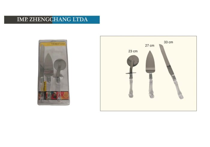 Set espátula, cuchillo y corta pizza (x12)