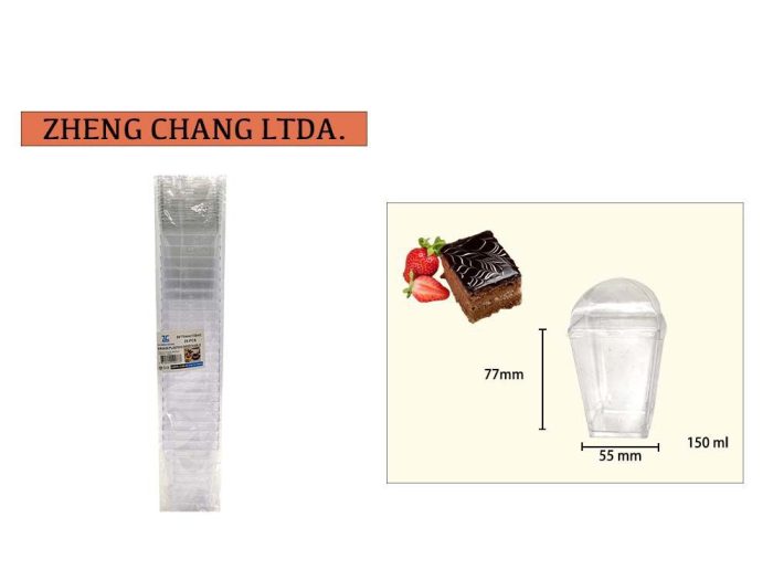 Vaso plastico cuadrado C/tapa 150ml 25uds (x6)