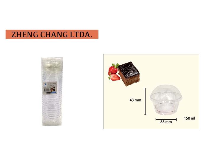 Vaso plastico postre C/tapa 150ml 25uds (x6)