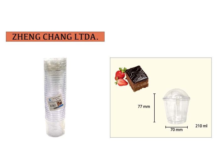 Vaso acrílico postre C/tapa 210ml 25uds (x6)