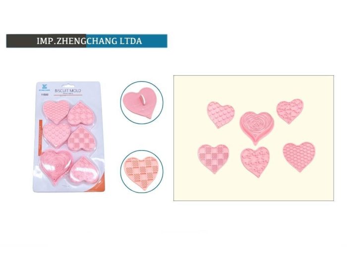 Set 6 Cortadores sello corazones texturas (x12)