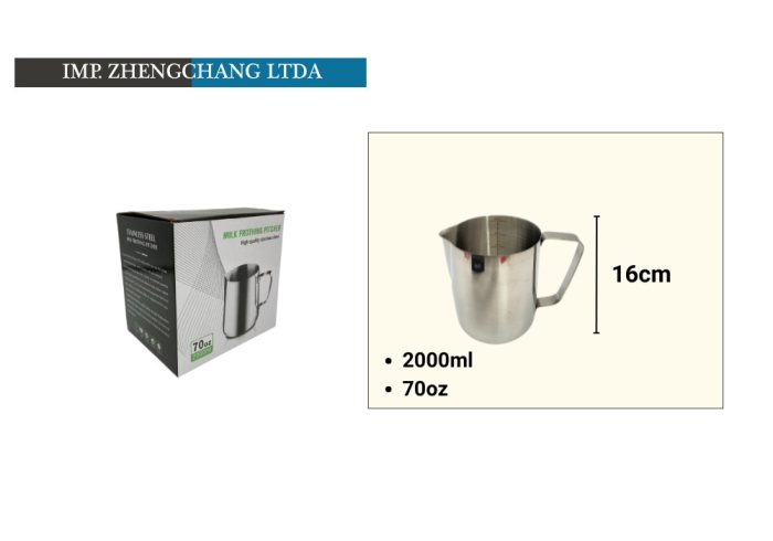 Jarra lechero acero inox. Espumador 2000ml (x5)