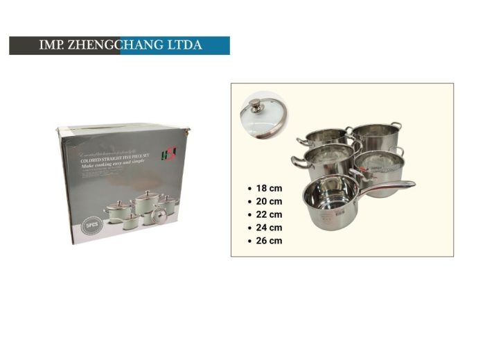 Batería de 5 ollas Acero inox  (x1)