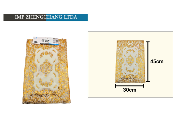 Individual de mesa dorado+beige 30cmx45cm (x12)