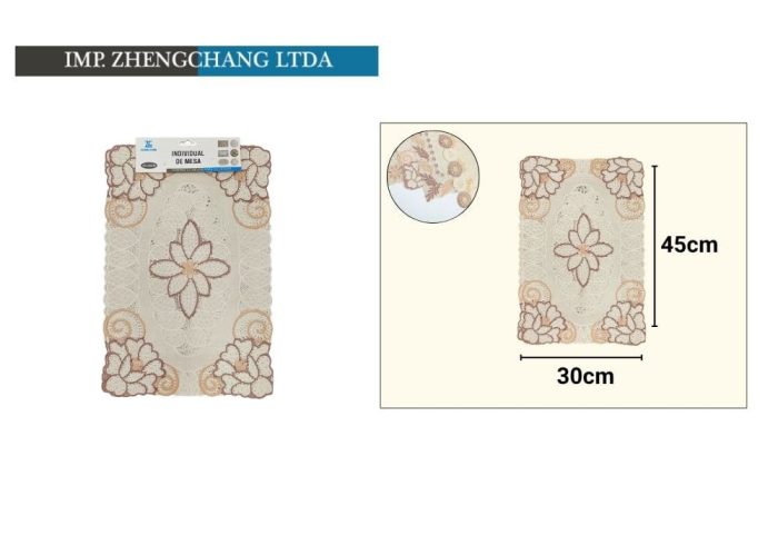 Individual de mesa formas distintas beige 30cm x45cm (x12)