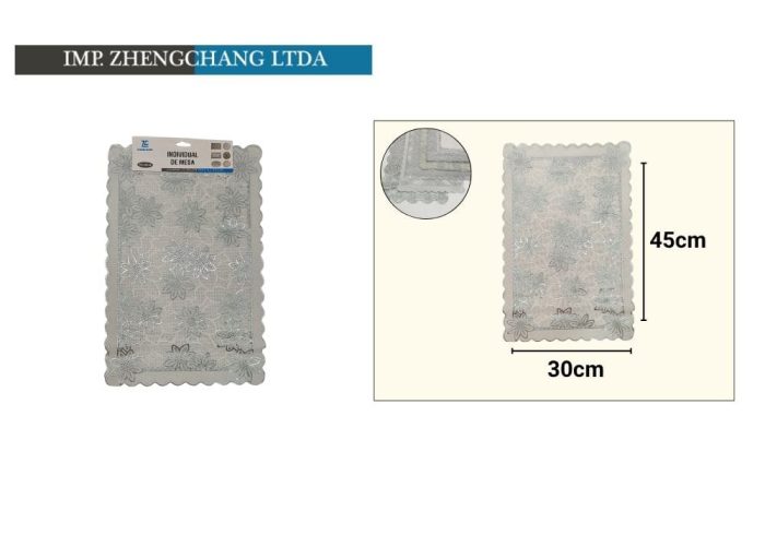 Individual de mesa formas blanco+plata 30cmx45cm (x12)