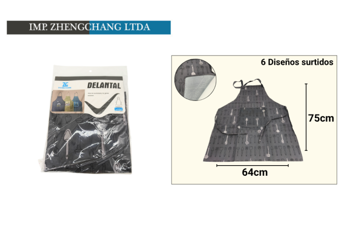 Delantal lona con bolsillo diseños surtidos (x12)