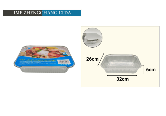 Molde aluminio rectangular 32x26x6cm (x12)