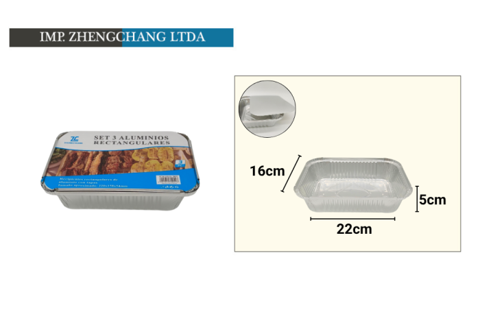 Molde aluminio rectangular 26x19x6,5cm (x12)