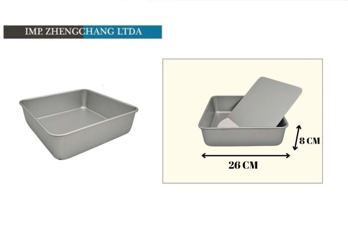 Molde cuadrado desmontable aluminio 26x8cm (x12)