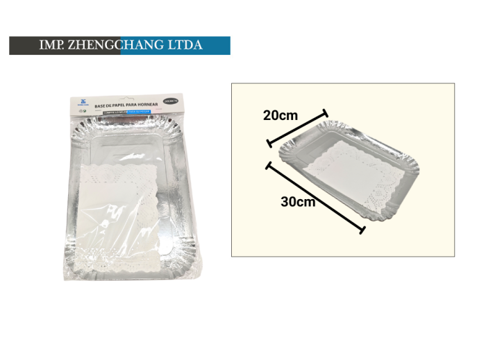 Bandeja rectangular más papel blonde 30x20 (x12)