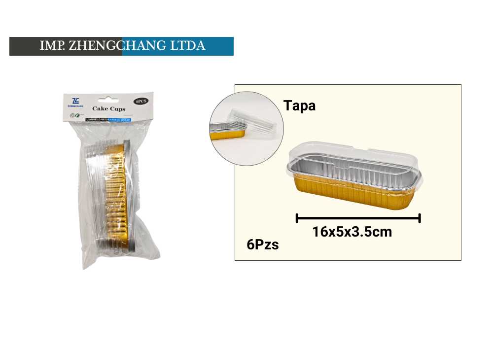 Capsula de aluminio rectangular con tapa 16x5x3cm (x12)