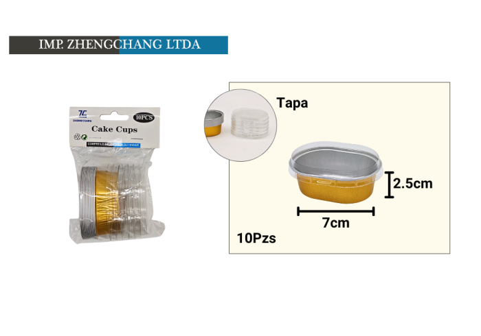 Capsula de aluminio ovalada con tapa 7x2.5cm (x12)