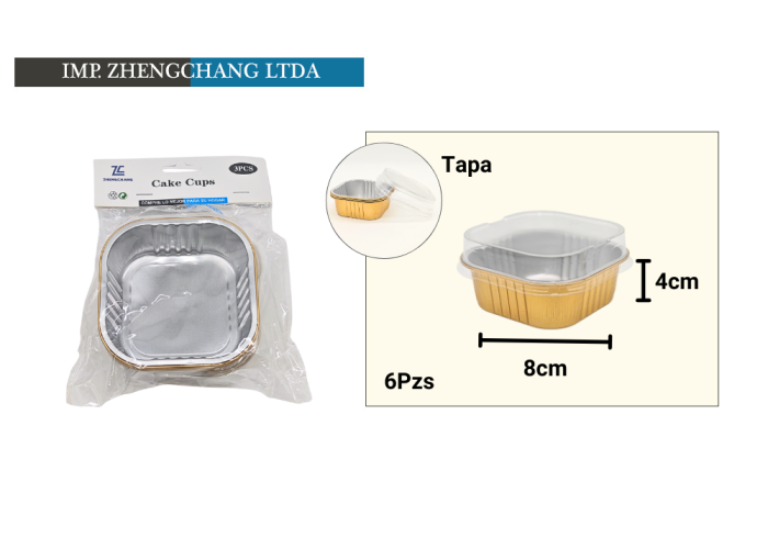 Capsula de aluminio cuadrada con tapa 8x4cm (x12)