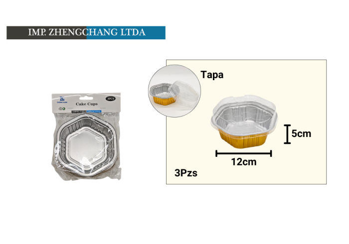 Capsula de aluminio hexágono con tapa 12cm (x12)