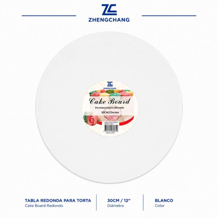 Bandeja redonda de plumavit blanca 30x1cm (x10)
