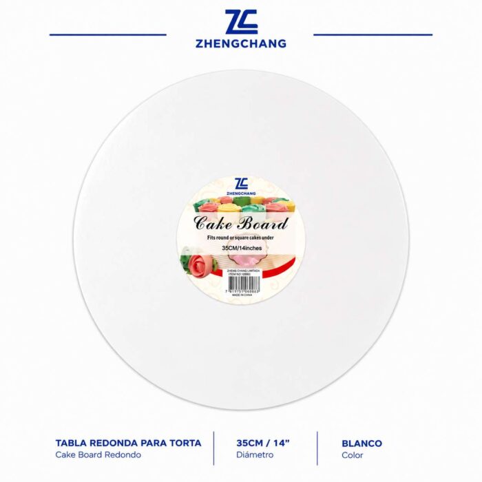 Bandeja redonda de plumavit blanca 35x1cm (x10)