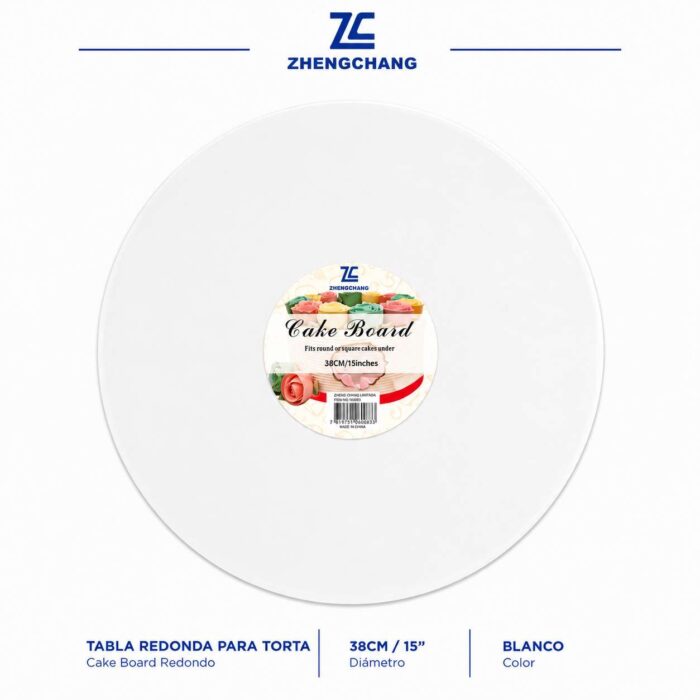 Bandeja redonda de plumavit blanca 38x1cm (x10)