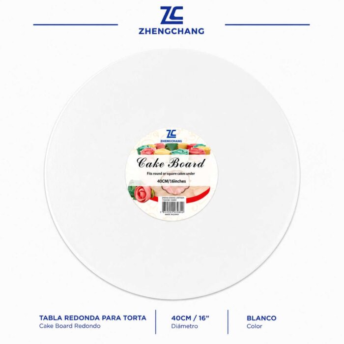 Bandeja redonda de plumavit blanca 40x1cm (x10)